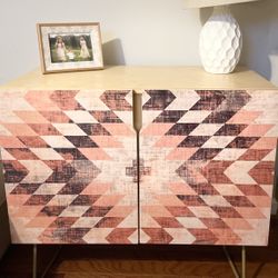 🌿 Holli Zollinger Native Coral Diamond Credenza – Deny Designs (Gold Base)