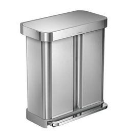 simplehuman 15 gal./58 ltr. Rectangular Dual Step Trash Can