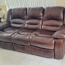Manual Double Reclining Sofa - Chocolate Brown