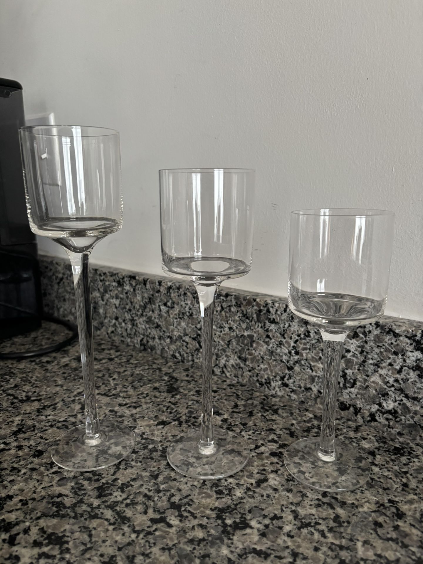 Nuptio Glass Candle Holder Tea Light Candle Holders Set of 3 Tall Tealight Candle Holder for Table Centerpiece Clear Candleholders for Pillar Candles