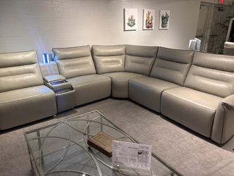 100% Leather Sectional Recliner Power