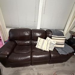 James Walnut Leather Power Reclining Sofa with Adjustable Headrest