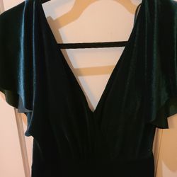 Jenny Yoo Bridesmaid's Dress For Anthropologie Green Velvet Size 4