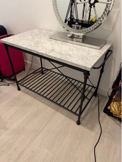 Crate & Barrel Marble Kitchen Island / Console Table – 50” x 28” – Heavy