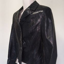 CACHE 90s Gold-Tag Light-Wt Soft Snake-Look LEATHER Jacket Sz 4 UNWORN

