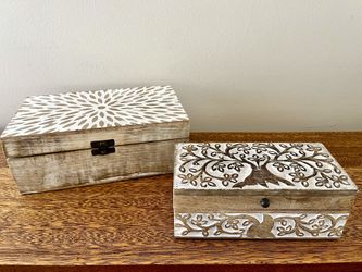 Set Of 2 Decorative wooden storage boxes