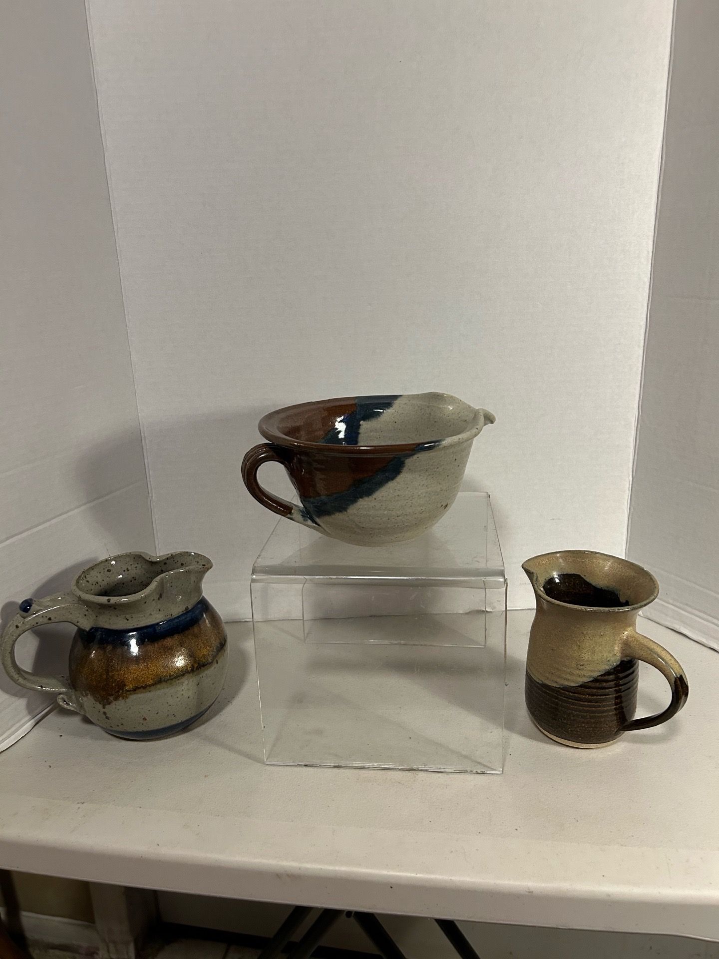 Vintage Handcrafted Stoneware Pitchers/Creamers-Set of 3-$45 CASH