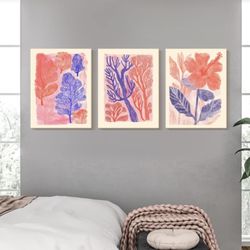 3pc Coral Wall Canvas Set