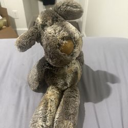 Demdaco Nat & Jules Loungers Benson Brown Gray Stuffed Dog Plush 15"