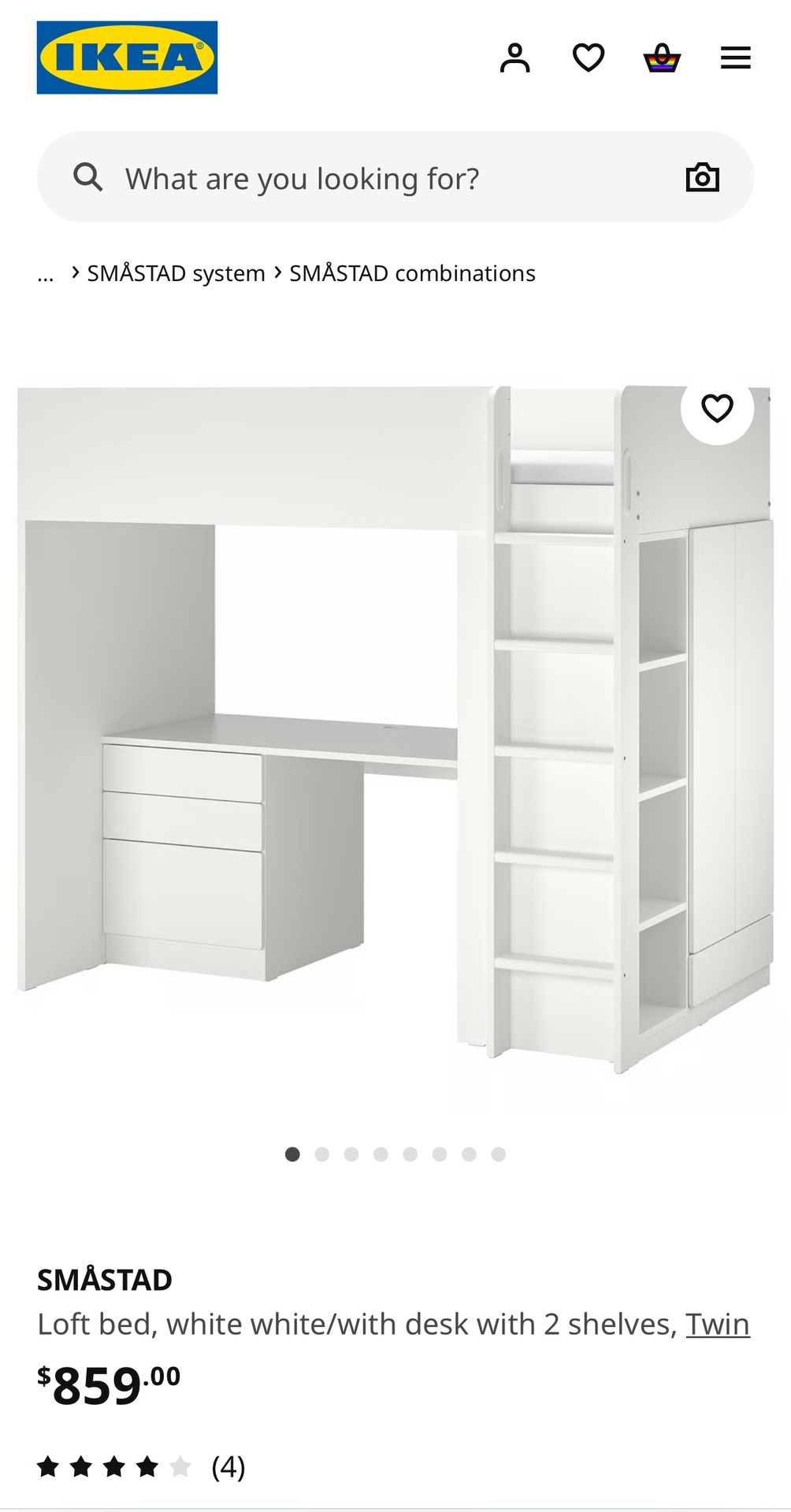 IKEA Loft Bed With Desk And Drawers And Side Cupboard
