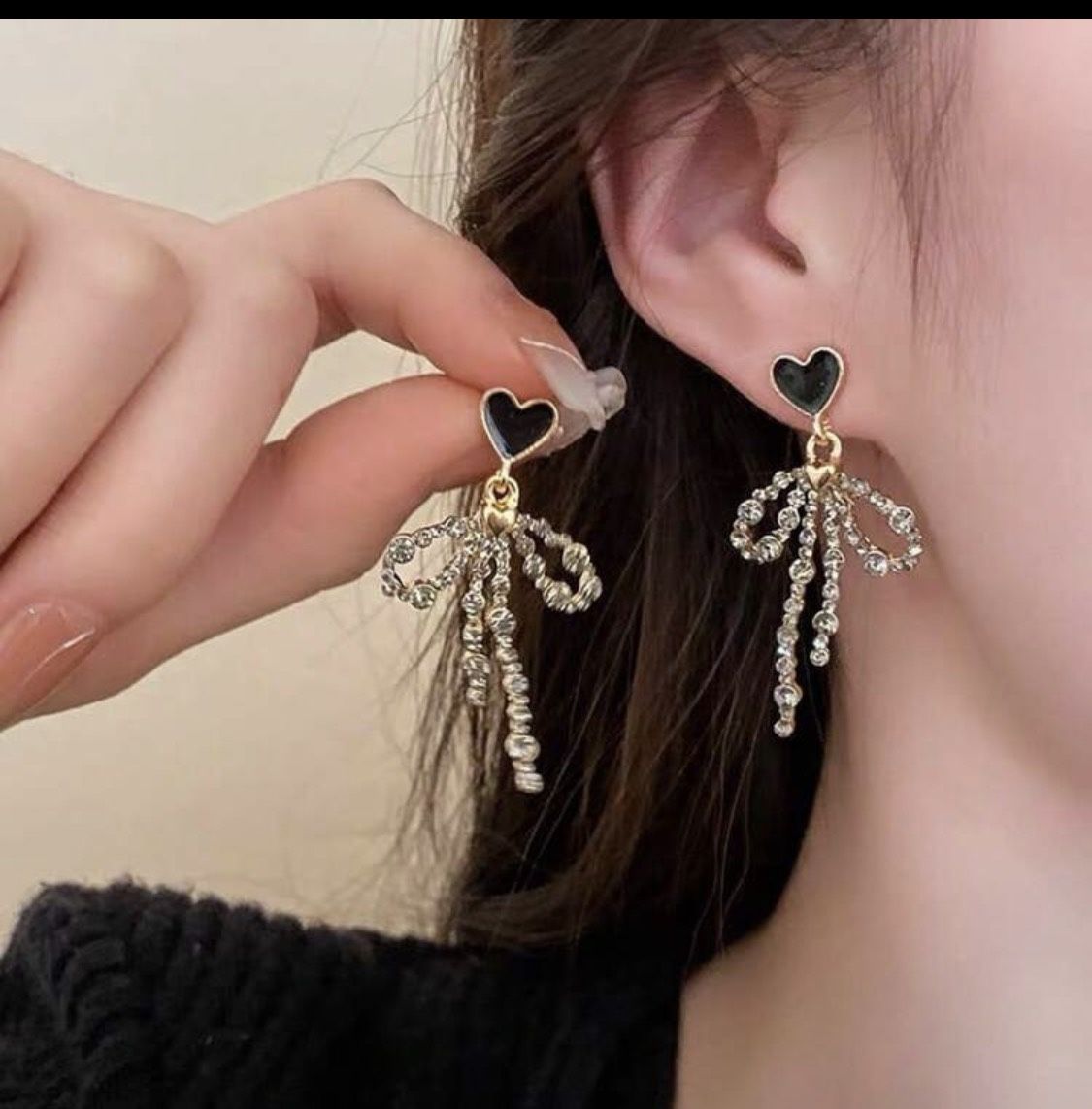 Cute 🥰 Womens Heart Crystal Bow