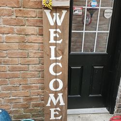 Wood WELCOME Large Sign