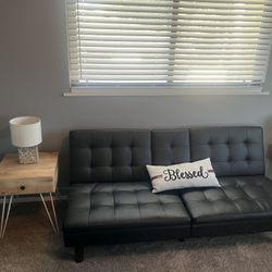Black Faux Leather Futon