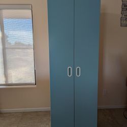IKEA STUVA white cabinet with 2 blue doors