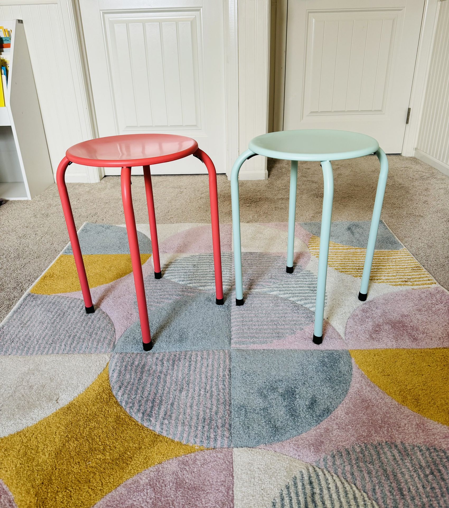 Kids Chair/Stool ( Pink And Teal)metal