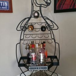 Large Alice, white wine, rack, liquor shelf, kangaroo
