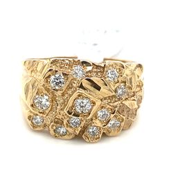10k Gold Men’s Diamond Nugget Ring 6.3g .9ctw I-VS Size 91/2 126851 1