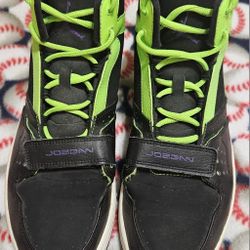 Used Jordan 1 Flight Black Flash Lime (628584-070), Men's Size 10.5 (NO ORIGINAL BOX)