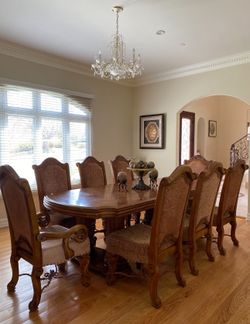 Dining Table Set With 8 Chairs & China Cabinet