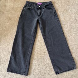 Edikted Petite Raelynn Black Washed Low Rise Baggy Jeans XS