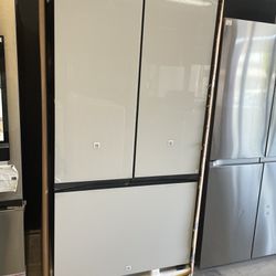 Samsung French Door Bespoke Counter Depth Refrigerator With White Glass Panels 