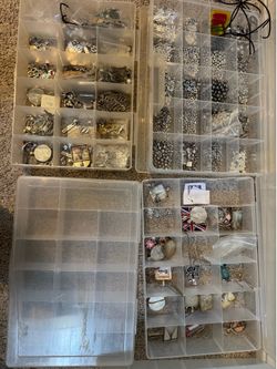 Large Jewelry-Making Supplies Lot With Organizers