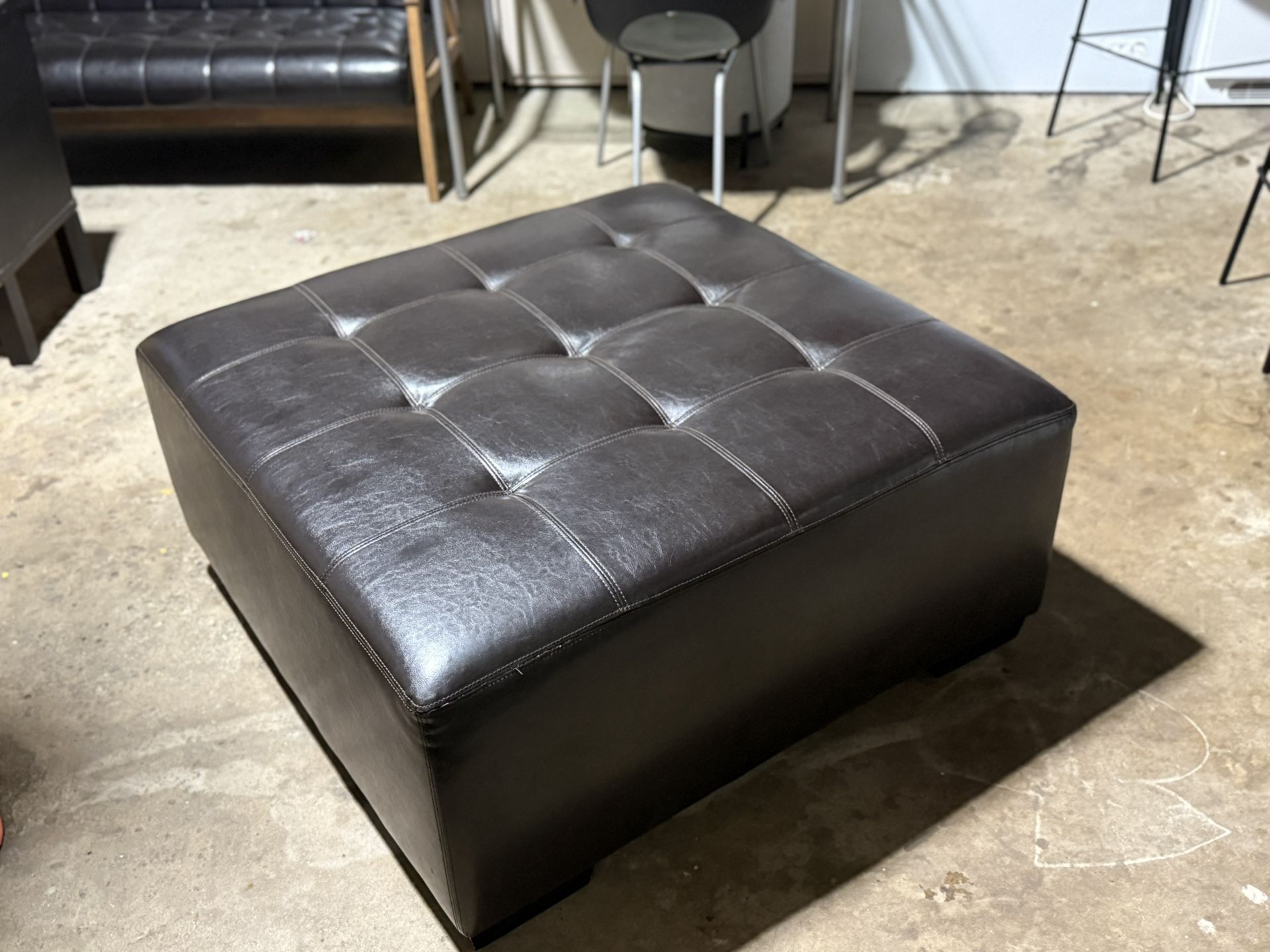 Brown Leather Ottoman