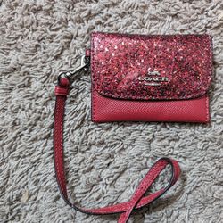 Red Sparkle Coach ID Card Case, New