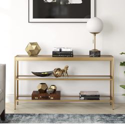 55" Wide Rectangular Console Table in Brass, Entryway Table, Accent Table for Living Room, Hallway