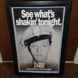 Vintage Andy Griffith Tv Poster 19x29 Inches 