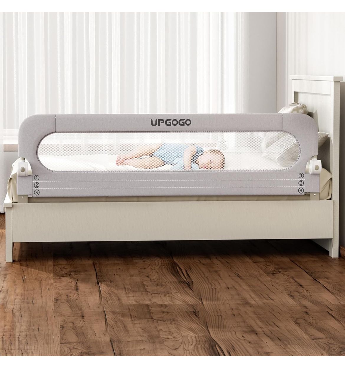 Folding Bed Rail for Toddlers,Baby Bed Rail Guard with Reinforced Anchor Safety System,Fit Bunk,Full Size,Queen,King,Twin(Grey,71"x23.6")