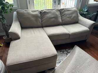 Beige Fabric Sectional Sofa with Chaise