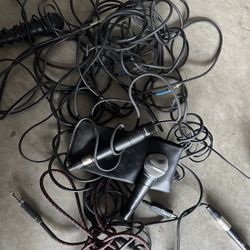 Microphones recording equipment singing guitar band