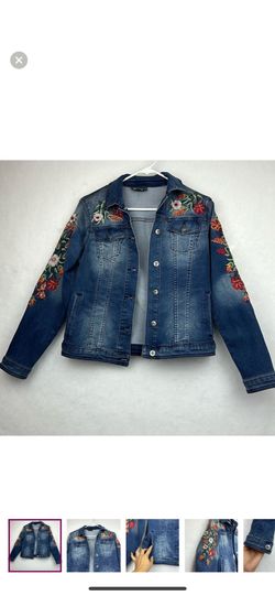 DG2 Diane Gilman Embroidered Denim Jacket Sz Small