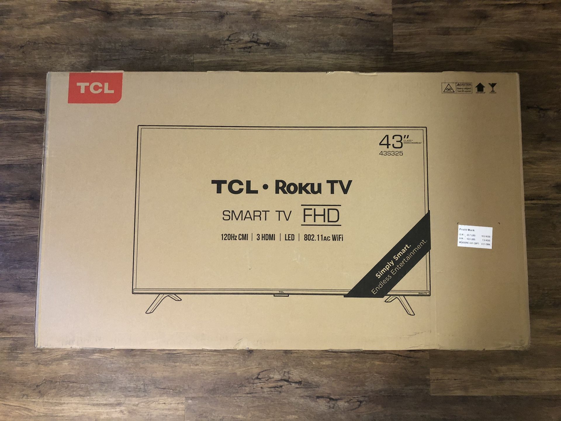 TCL/Roku Smart TV 43’