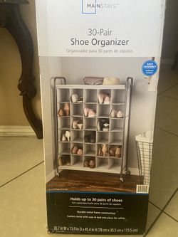 *NEW IN BOX* Mainstays 30-Compartment Standing Shoe Closet Organizer, Gray