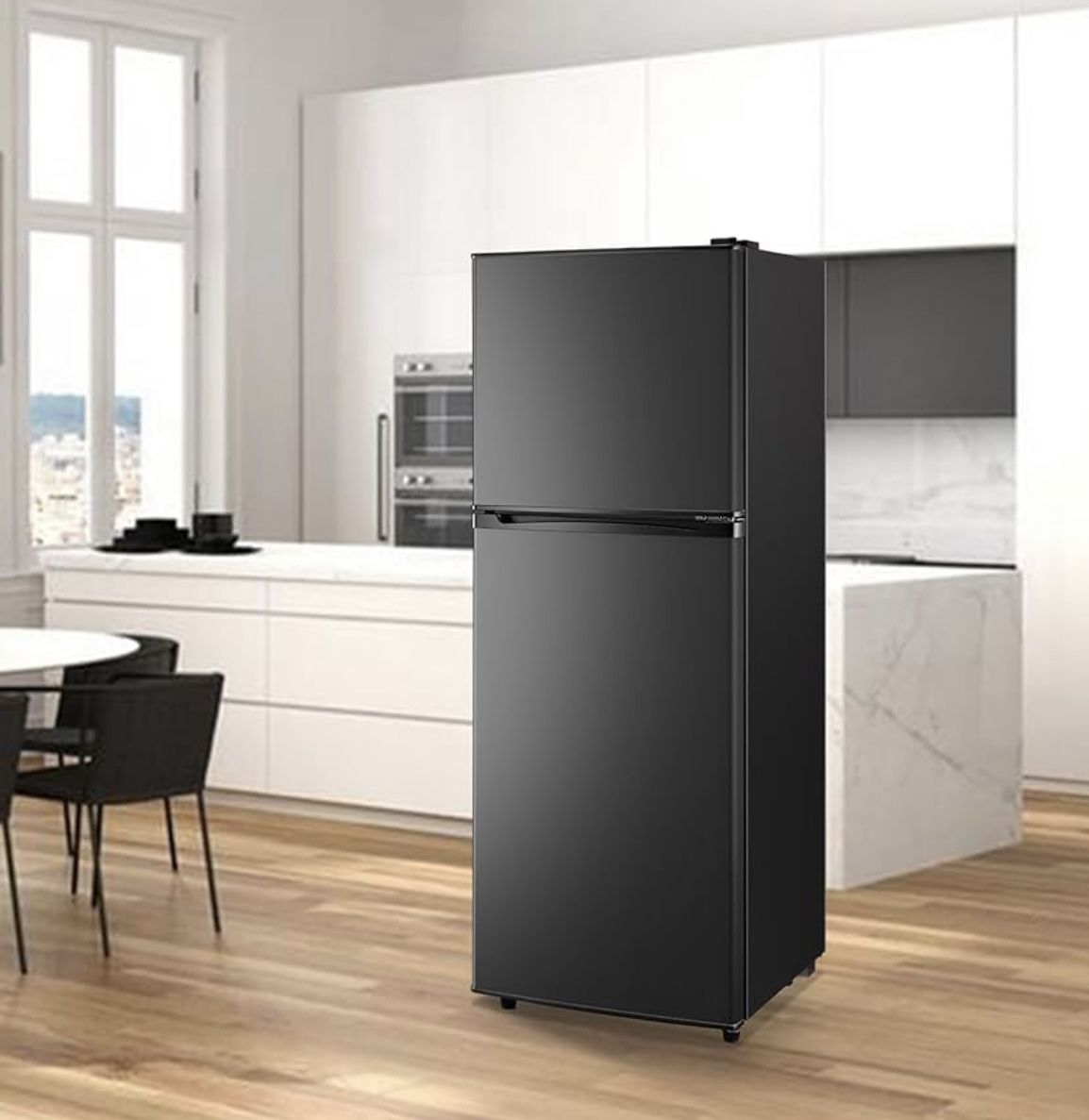 New with dent Compact Refrigerator 4.5 Cu.Ft, 2 Door Design,Adjustable Thermostat, Adjustable Removable Shelves Refrigerator Suitable for Dorm Garage