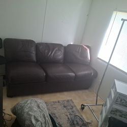 Dark Brown Leather Couch (2) peices