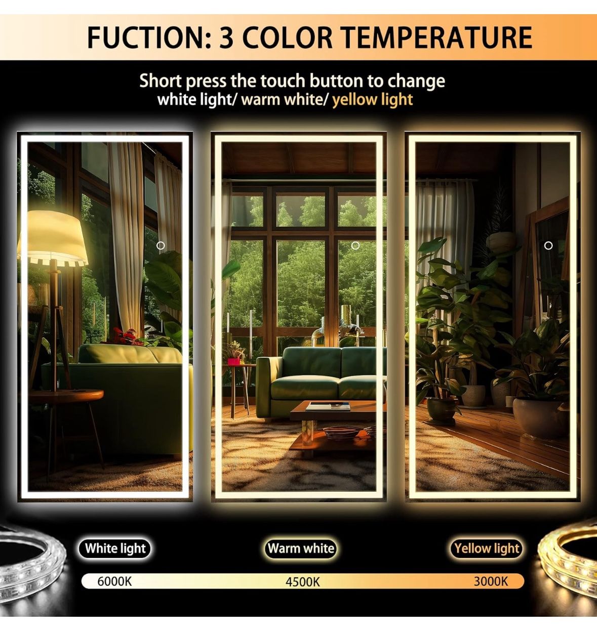 LED Full Body Mirror 95βx40β β NEW in Box!