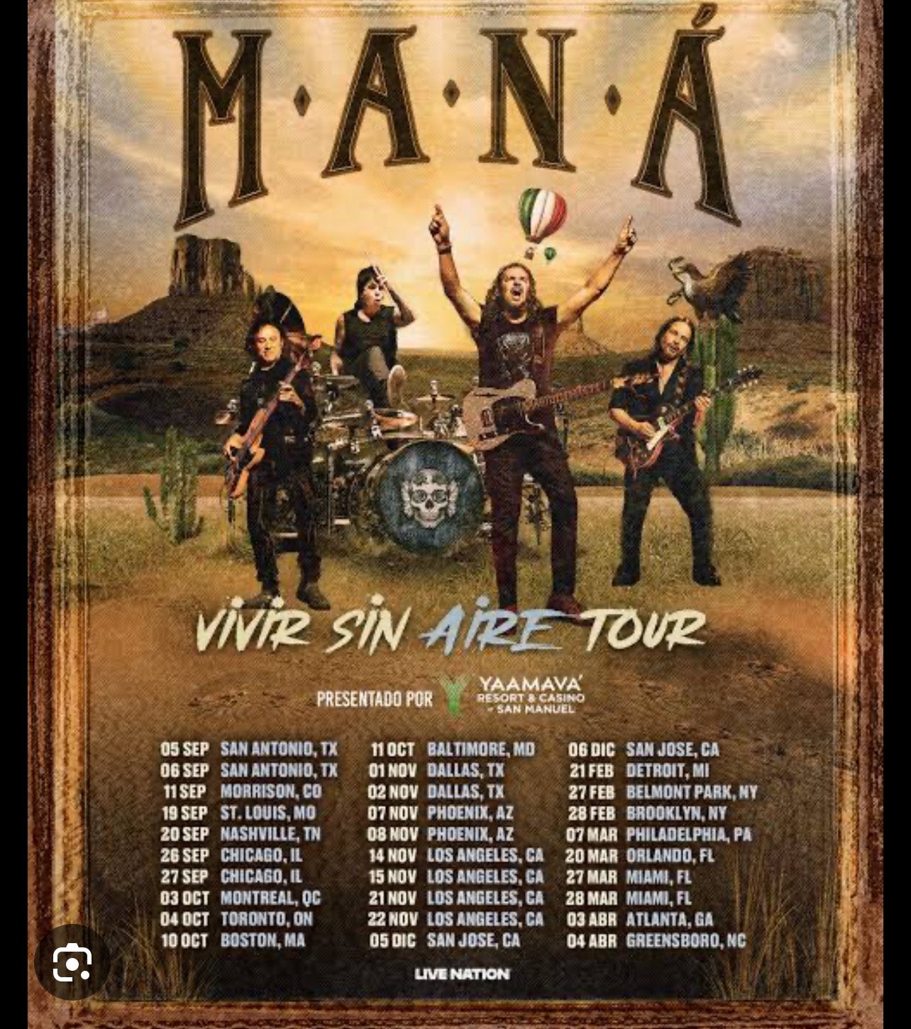 2 FLOOR TICKETS FOR MANA 11/21