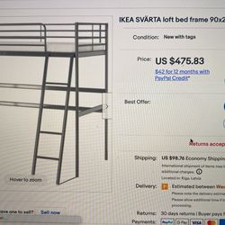 IKEA Loft Bed with mattress and Memory Foam Topper - $400 OBO