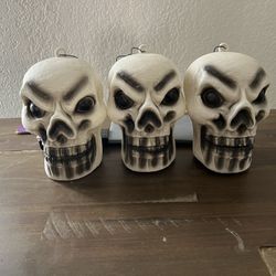 Skulls Halloween Decorations-6"-Set of 3