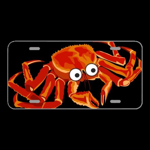 License Plate Novelty Car Front Cartoon Crab Orange Sea Crab Crab