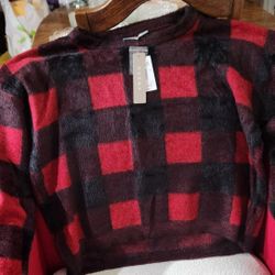 Women's Red & Black Checked Sweater