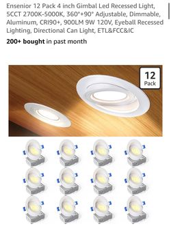 ENSENIOR 12 PK 4” LED recessed lights W junction boxes