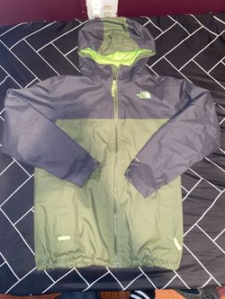 The North Face Zip Gray Olive Green DryVent Windbreaker Jacket Boys Youth XL