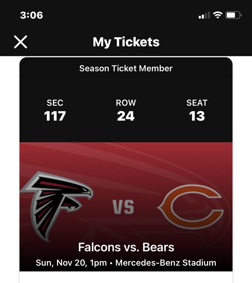 FALCONS VS BEARS TICKETS FOR SALE