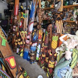 Large Selection Of 40 In Wooden Tiki Masks Sold Individually 40 Each