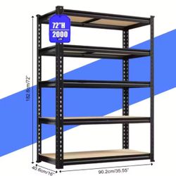 Storage Shelves 5 Tier Garage Shelving Heavy Duty, Adjustable Metal Shelving Unit, Garage Shelves