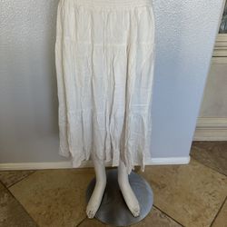 Anrabess Boho Elastic Waist Pleated A-Line Flowy Maxi Dress Size Large